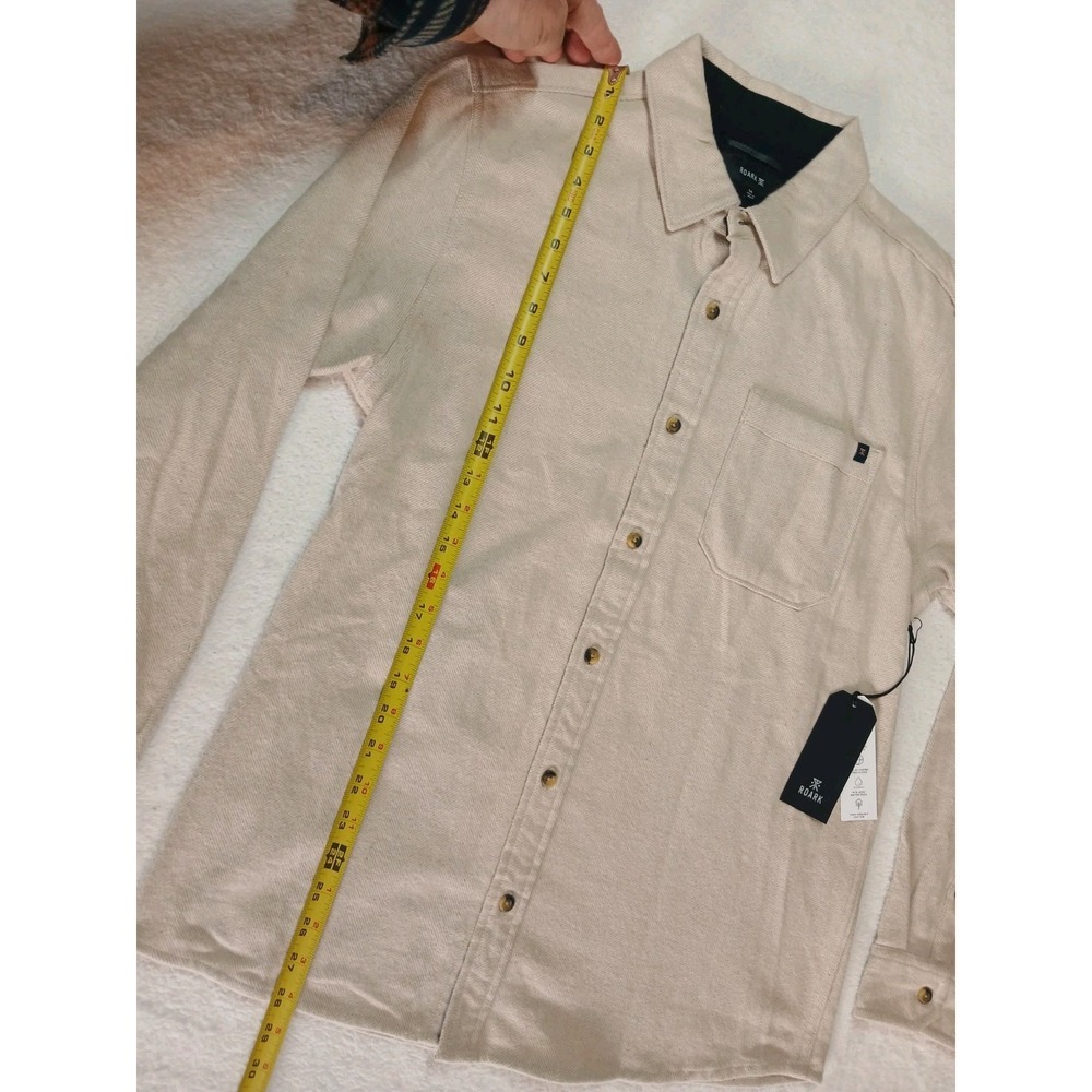 NWT Mens Roark Crossroads Organic Cotton Flannel $75 M Fossil White Classic Fit - Picture 3 of 6